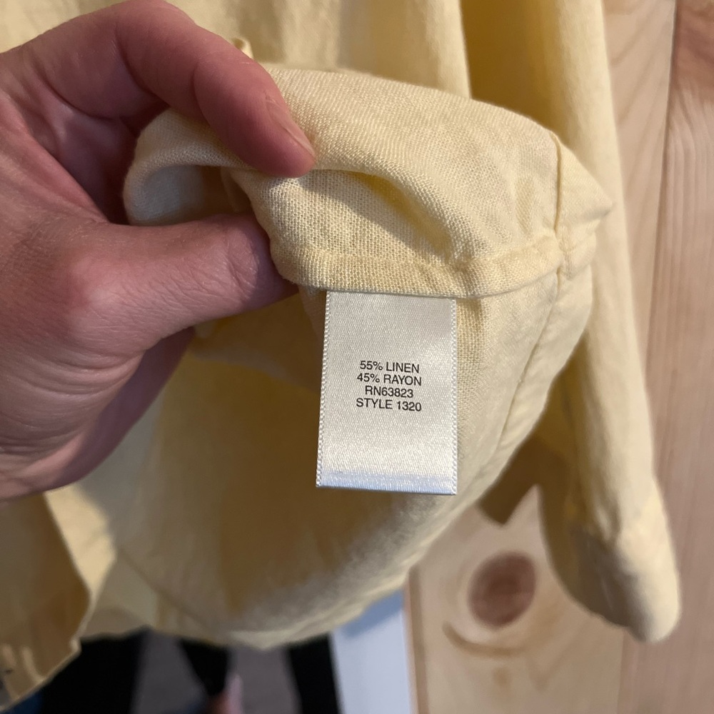 Christopher & Banks Linen Blend Butter Yellow Button Front Blazer - Picture 4 of 5
